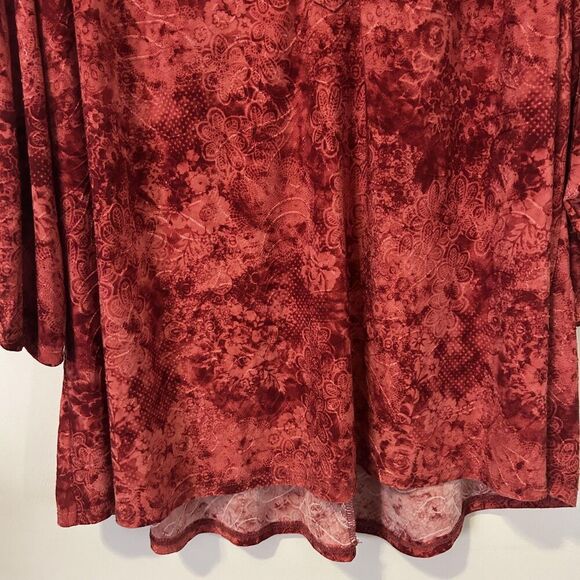Studio Works Top Womens 3X Red dark Floral artsy grunge romantic office boho - Picture 3 of 12